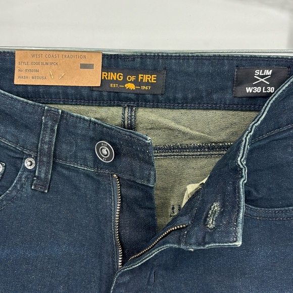 Ring of Fire Edge Slim Fit Dark Wash Jeans Men’s 30”x30” in Blue New with tags! - Picture 4 of 11